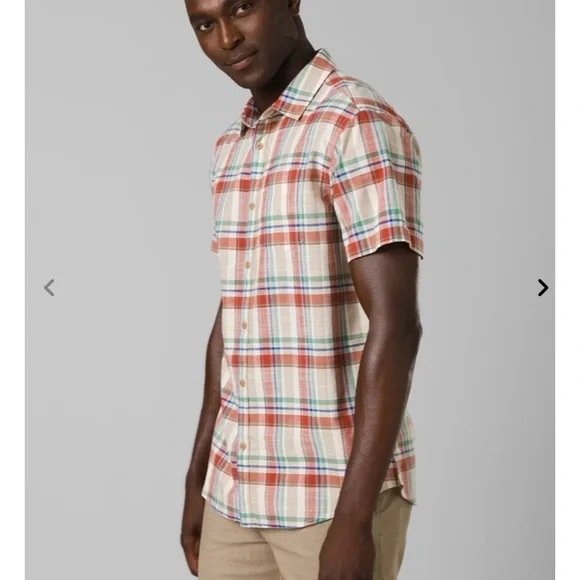 PrAna men's plaid cotton short sleeve shirt size large *PRICE REDUCED* - Picture 4 of 5
